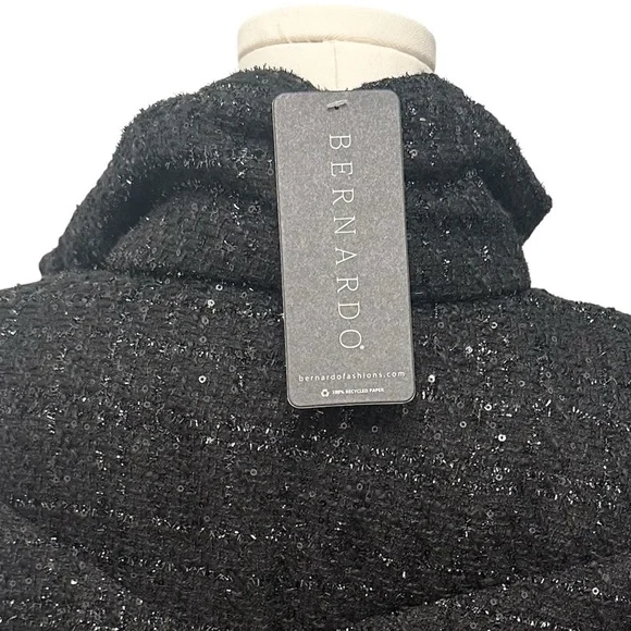🆕 Bernardo Tweed Puffer Coat Jacket Black Shimmer Women’s Size Small NWT - Picture 8 of 8